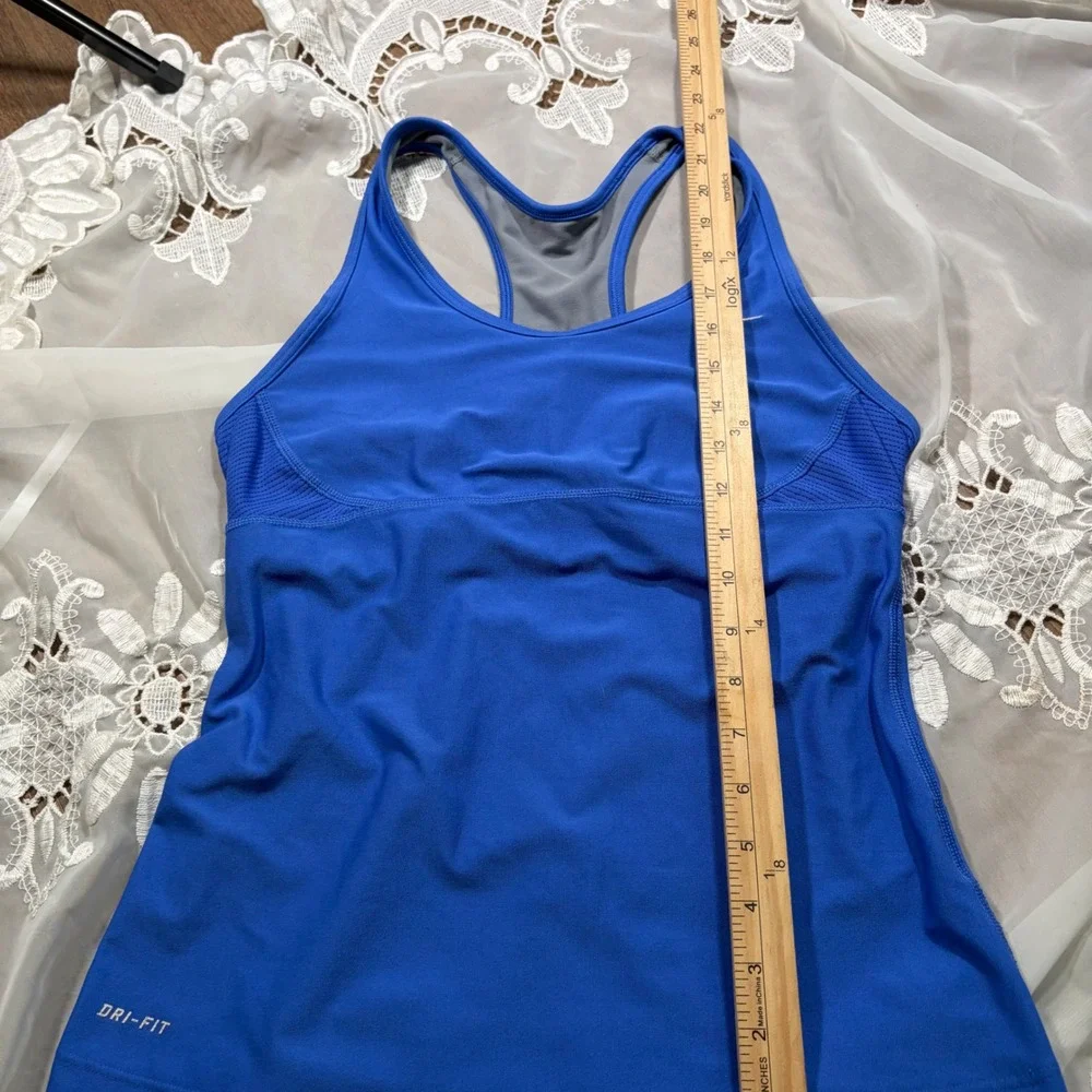 Y2K Workout Babydoll Nike Dri-FIT Built In Bra Tank Top Blue 415102-402 Size M
